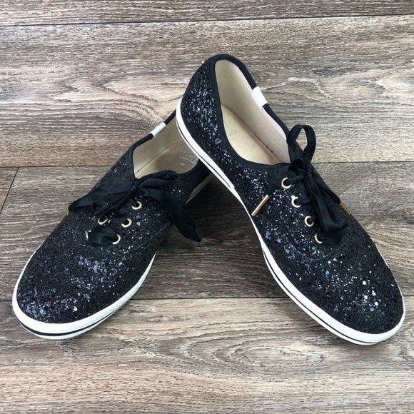 kate spade Shoes - Kate Spade Keds Black Glitter Sneakers size 8
